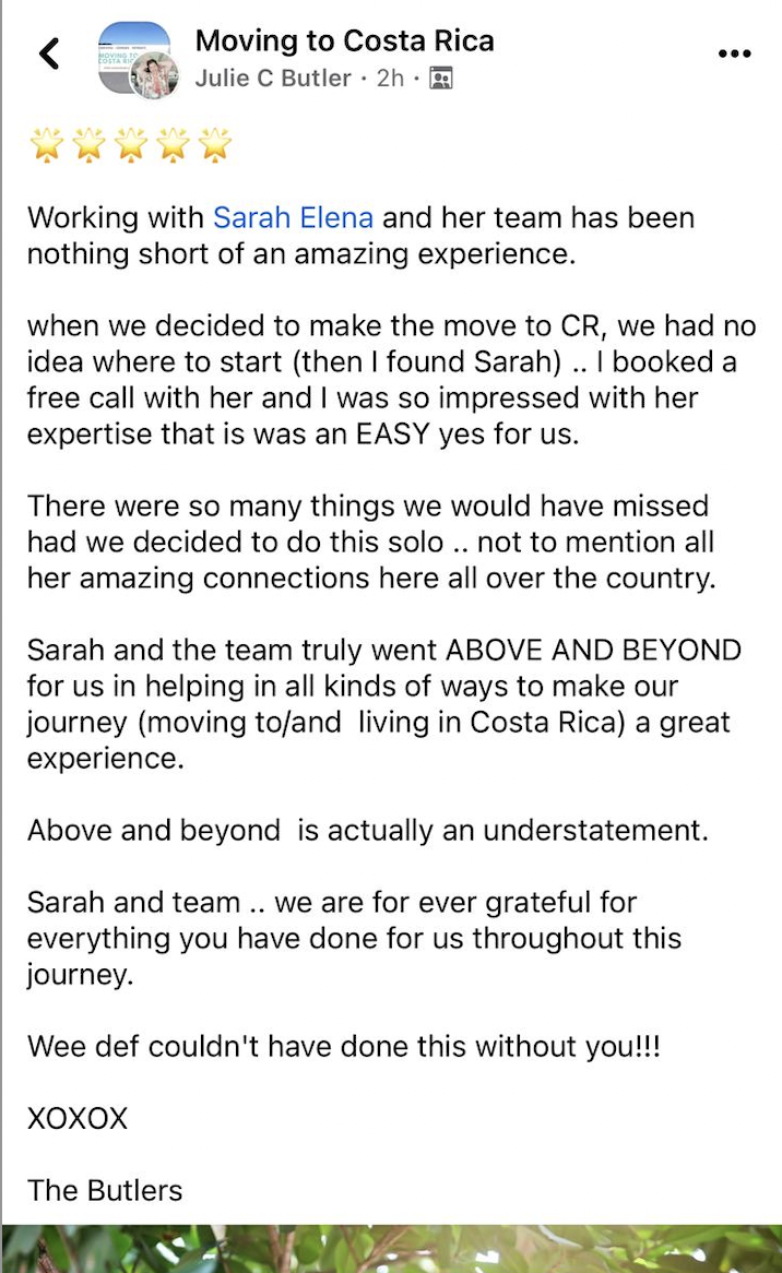 Julie moved to Playa del Coco, Costa Rica with her husband & teenage children — they bought a property and are building a home.